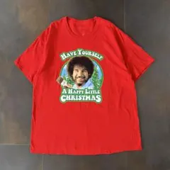 USA古着　The Bob Ross　Tシャツ　人物　グラフィック　アート　赤 — image 1