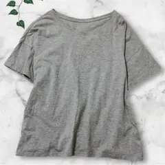 GU ジーユー クルーネック Tシャツ L グレー コットンレーヨン ゆるだぼ — image 1