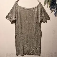 714【RINASCIMENTO】リブ編み　半袖　トップス　カットソー　ゴールド — image 1