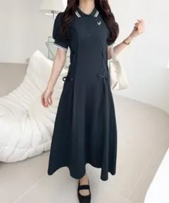 mily bilet 鹿の子胸刺繍ポロワンピース Lサイズ — image 1