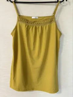 美品 CINEMA CLUB L キャミソール マスタード レース ビーズ付き — image 1