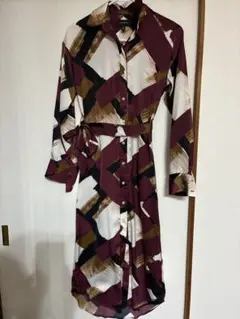 【レア柄】BANANA REPUBLIC シャツワンピース Sボルドーカラー — image 1