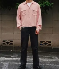 noen ショートリブレーヨンシャツ ピンク — image 1