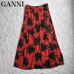 美品 Ganni プリントクレープスカート ボタニカル 花柄 34 レーヨン — image 1