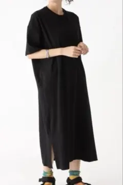 RAGEBLUE レイジブルー Tシャツワンピース ロングワンピース ブラック — image 1