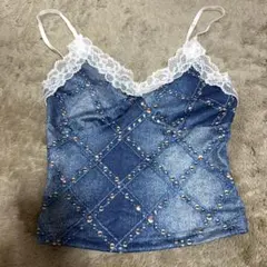 デニムブルー キャミソール レース付き — image 1