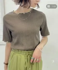 クラシカルエルフ 配色メロウ5分袖シャーリングトップス M — image 1