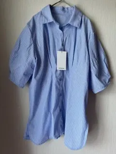 新品 難アリ LULALA ストライプ 半袖シャツ Mサイズ — image 1