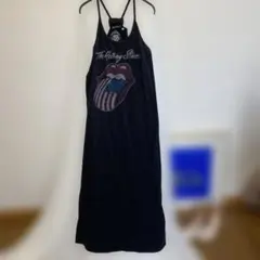 キャミソールロングワンピマキシ　黒　肩紐三つ編み　アメリカ国旗 — image 1