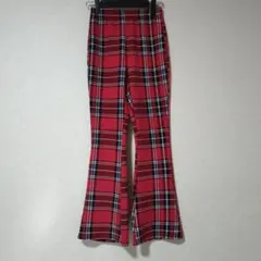 SHEIN【10-11Y】 タータンチェック フレアパンツ 赤 — image 1