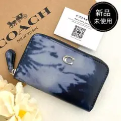新品　正規品☆COACH コーチ　コインケース　ブルー　タイダイ　レザー — image 1