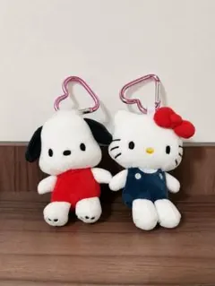 【2点まとめ売り】ポチャッコ ハローキティ カラビナ付きぬいぐるみマスコット — image 1