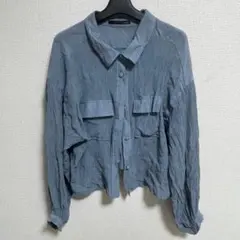 ヘザー レディース レーヨントップス ブルー 長袖 ブラウス シャツ ジャケット — image 1