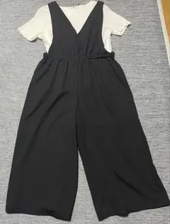 サロペット オールインワン ワイドパンツ ブラック Tシャツセット　4L 新品 — image 1