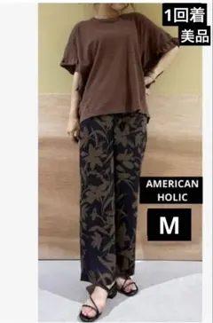 美品☘️AMERICAN HOLIC はしごレースフリルカットソー　ブラウン　M — image 1