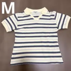 リオデセント 半袖 ポロシャツ ボーダー イエロー Mサイズ 古着風 — image 1