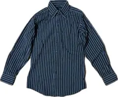 ストライプ柄 ボタンダウン長袖シャツ ブラック系 — image 1