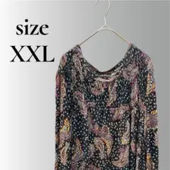 LANE BRYANT ペイズリー柄 長袖チュニック カットソー ブラック — image 1
