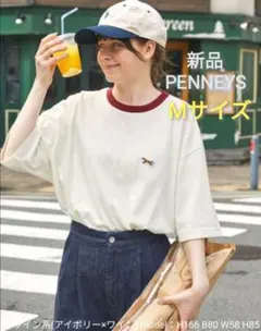 新品 ペニーズ THE FOX ロゴ ワッペン 刺繍 リンガー 半袖 Tシャツ — image 1