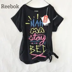 【リーボック】タグつき 半袖Tシャツ 黒 S 派手ロゴ かわいい ヨガ ダンス — image 1