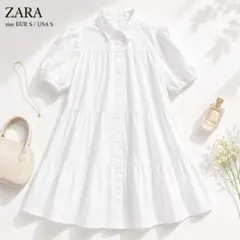 完売品 ザラ ZARA チュニックワンピース ホワイト 白 S 綿100% — image 1