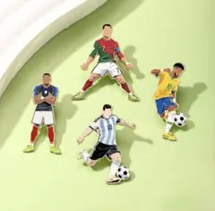W杯　ピンバッジ4個セット メッシ　 クリロナ ムバッペ　エムバペ ネイマール — image 1