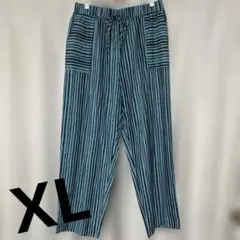青と黒のストライプ ワイドパンツ　XL — image 1