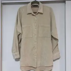 ZARA⭐︎ベージュ コーデュロイ ビッグシルエット長袖シャツ — image 1