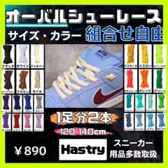 1足分　オーバルシューレース　丸紐　ダンク　楕円型　SB ミントブルー　ホワイト — image 1