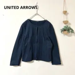 UNITED ARROWS ピンタック ノーカラージャケット ネイビー 40 — image 1