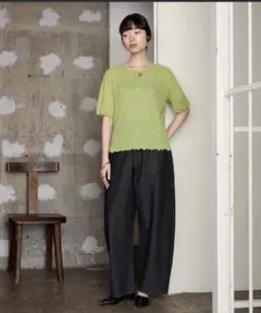 新品【forksy.】シアーワッフル 配色 へンリーネック 半袖 Tシャツ — image 1