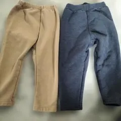 フリースロングパンツ 2点セット ベージュ ネイビー — image 1
