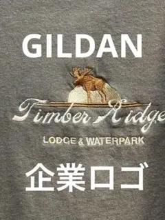GILDAN 企業ロゴ 刺繍 Tシャツ オリーブグリーン カーキ 希少 リゾート — image 1
