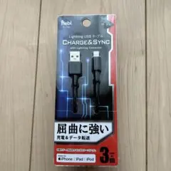 flebi Lightning USBケーブル 3m ブラック — image 1
