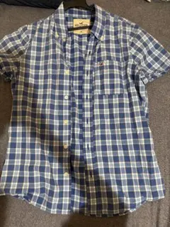 Hollister チェック柄 半袖シャツ ブルー Mサイズ — image 1