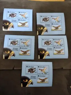 外国切手 英領ジブラルタル 鳥 小型シート5枚 — image 1