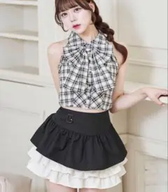 ベルシャルム Color Block Tiered Skirt ブラック — image 1