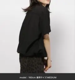 ニコアンド　開襟 ドロストシャツ ブラック Lサイズ — image 1