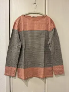 美品　beautiful people ボーダーカットソー 長袖　オレンジ　黒 — image 1
