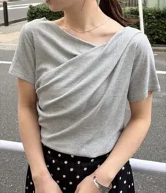 RANAN 2WAYドレープオフショルリブＴシャツ — image 1