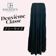 Deuxieme Classe リネン ティアードスカート 黒　日本製 — image 1