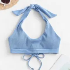 【新品】ZAFUL ライトブルー　ビキニ　トップ — image 1