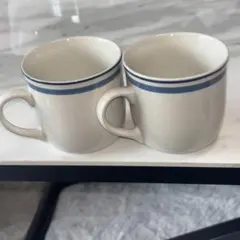 ANDERSEアンデルセン マグカップ ペア 2個セット 白×ブルーライン 陶器 — image 1