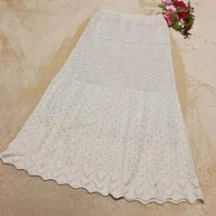 【ROPE' PICNIC ロペピクニック】透かし編みニットスカートアイボリーＭ — image 1