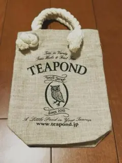 週末限定　TEAPOND トートバッグ フクロウ ロゴ 麻素材　ティーポンド — image 1