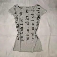 【専用】y2k グランジ 英字 ロゴ 切りっぱなしTシャツ チュニック ロング丈 — image 1