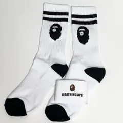 A BATHING APE アベイシングエイプ APE HEAD 靴下 ホワイト — image 1