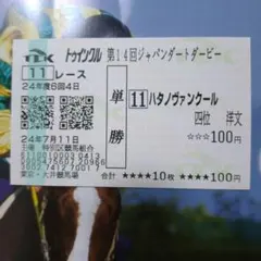 ハタノヴァンクール ジャパンダートダービー現地的中単勝馬券 — image 1