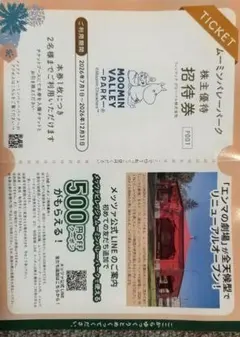 ムーミンバレーパーク 株主優待招待券 2名分 — image 1
