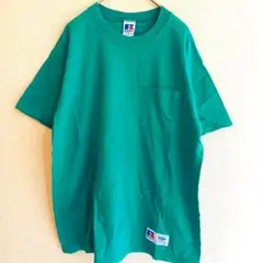 ラッセル Tシャツ クルーネック 半袖 無地 M 緑 綿 カジュアル — image 1
